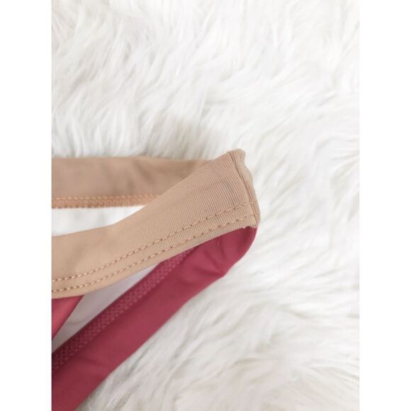 L*SPACE Vacay Ribbed Classic Bikini Bottoms Cream Colorblock Red Tan Size XS New - Picture 11 of 11